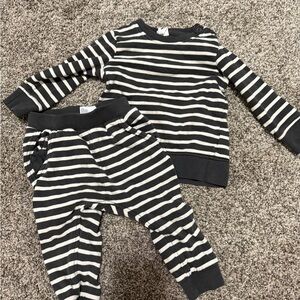 H&M Grey and White Striped Toddler Matching Set